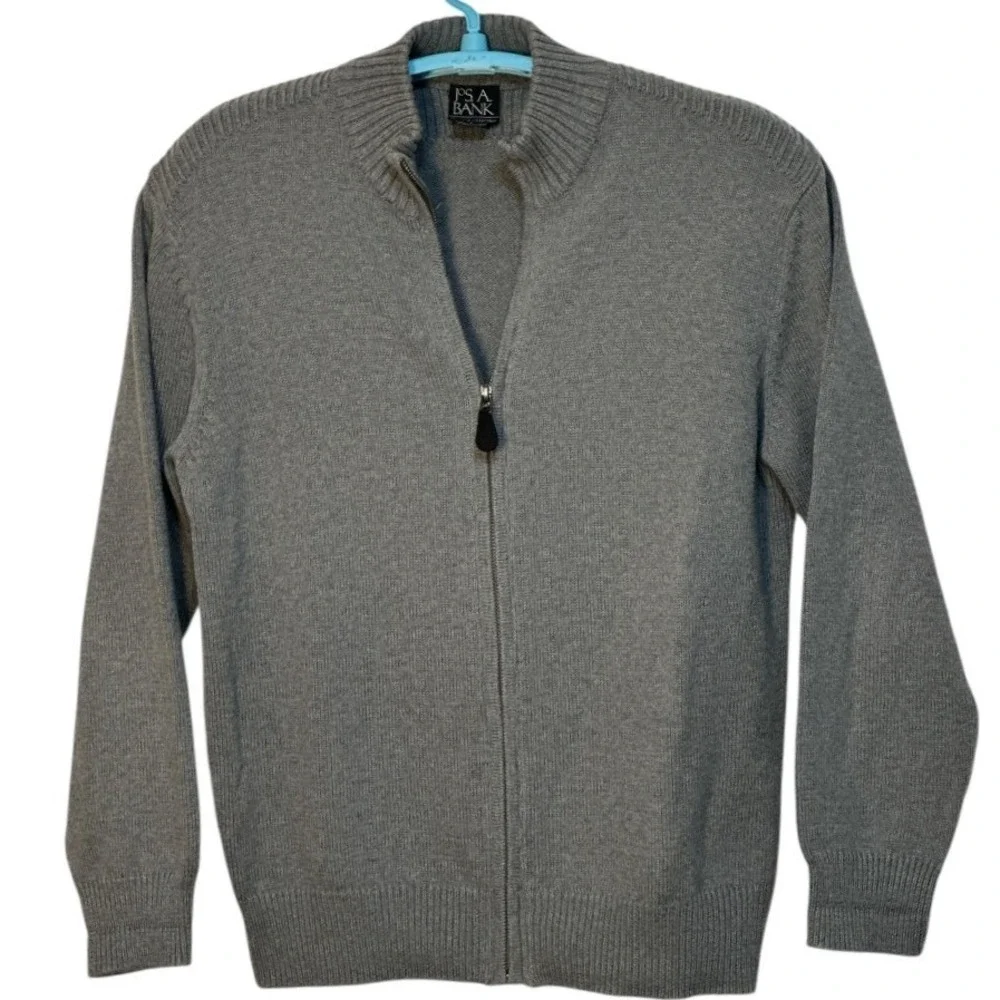 JO S A BANK Executive Collection Mens Zip Sweater Business Casual Preppy Gray L‎